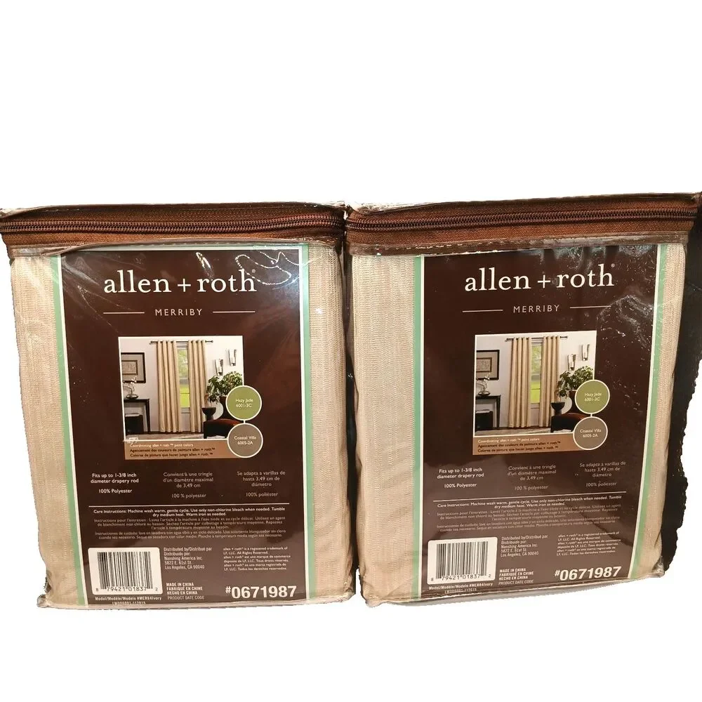 2 Allen & Roth Curtain Panels Merriby Grommet Top Panel Ivory 54x84